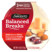 Sargento Balanced Breaks, Gouda/Peanuts/Cranberries, 3 Pack