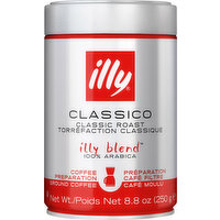 Illy Coffee, 100% Arabica, Ground, Classic Roast, Classico - 8.8 Ounce 