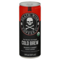 Death Wish Coffee Co Black Coffee, Slightly Sweet, Cold Brew - 8 Ounce 