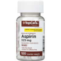 TopCare Aspirin, Regular Strength, 325 mg, Coated Tablets - 100 Each 