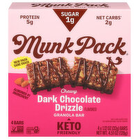 Munk Pack Granola Bar, Dark Chocolate Drizzle Flavored, Chewy - 4 Each 