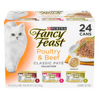 Fancy Feast Grain Free Pate Wet Cat Food Variety Pack, Poultry & Beef Collection - 4.5 Pound