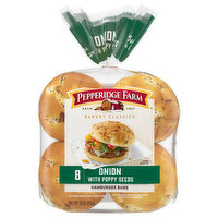 Pepperidge Farm Hamburger Buns, Onion with Poppy Seeds - 8 Each 