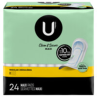 U by Kotex Pads, Maxi, Regular - 24 Each 