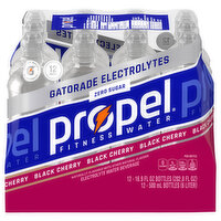 Propel Electrolyte Water Beverage, Zero Sugar, Black Cherry - 12 Each 