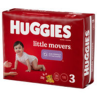 Huggies Little Movers Baby Diapers, Size 3 (16-28 lbs) - The Fresh Grocer