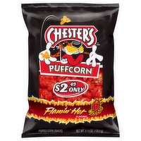 Chester's Corn Snacks, Puffed, Flamin' Hot Flavored, Puffcorn