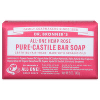 Dr. Bronner's Bar Soap, Pure-Castile, All-One, Hemp, Rose - 5 Ounce 