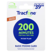 TracFone Basic Phone Card, 200 Minutes, 90 Day Plan, $39.99 - 1 Each 