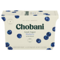 Chobani Yogurt, Greek, Non-Fat, Blueberry, On The Bottom, Value 4 Pack - 4 Each 