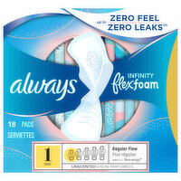 Always Pads, with Flexi-Wings, Regular Flow, Size 1, Unscented - 18 Each 