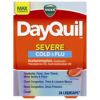 Vicks Cold & Flu, Severe, Max Strength, LiquiCaps