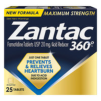 Zantac 360 Acid Reducer, Maximum Strength, 20 mg, Tablets - 25 Each 