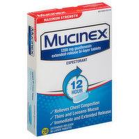 Mucinex Expectorant, 1200 mg, Maximum Strength, 12 Hour, Tablets - 28 Each 