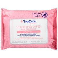 TopCare Cleansing Wipes, Pink Grapefruit, Oil Free - 25 Each 