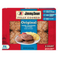 Jimmy Dean Pork Sausage Patties, Fully Cooked, Original - 2 Each