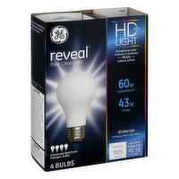 GE Light Bulbs, Halogen, HD+ Light, 43 Watts - 4 Each