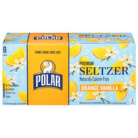 Polar Seltzer, Orange Vanilla, Premium - 8 Each 