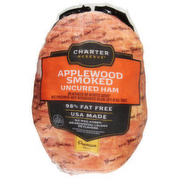 Charter Reserve Ham, Applewood Smoked, Uncured, Premium Deli - 0.25 Pound 