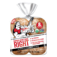 Dave's Killer Bread Burger Buns, Organic, Done Right - 8 Each