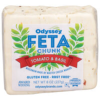 Odyssey Cheese, Gluten Free, Feta Chunk, Tomato & Basil - 8 Ounce 