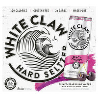 White Claw Hard Seltzer, Black Cherry, Spiked, 6 Pack - 6 Each