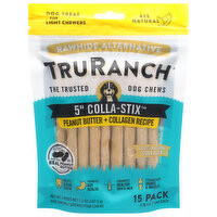 TruRanch Dog Chews, Peanut Butter + Collagen Recipe, 5 Inch Colla-Stix, Rawhide Alternative