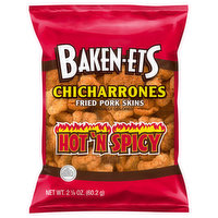 Baken-Ets Fried Pork Skins, Hot 'N Spicy Flavored, Chicharrones - 2.13 Ounce