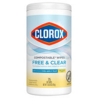 Clorox Cleaning Wipes, Free & Clear, Compostable - 75 wet wipes [1 lb 0.9 oz (479 g)]