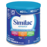 Similac Infant Formula with Iron, Milk-Based Powder, OptiGro, 0-12 Months - 12.4 Ounce 