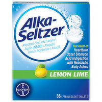 Alka-Seltzer Antacid, Lemon Lime, Effervescent Tablets - 36 Each 
