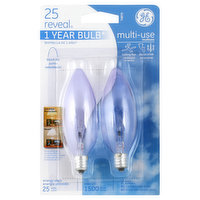 GE Light Bulbs, Blunt Tip, Soft White, 25 Watts - 2 Each