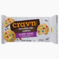 Crav'n Flavor Cookies, Chocolate Chip, Candy Gems - 12.4 Ounce 