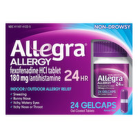 Allegra Allergy Relief, Indoor/Outdoor, Non-Drowsy, 24 Hr, Gelcaps - 24 Each