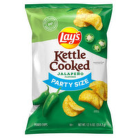 Lay's Potato Chips, Jalapeno Flavored, Kettle Cooked, Party Size - 12.5 Ounce 