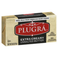 Plugra Butter, Unsalted, Extra Creamy - 8 Ounce 