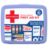 Johnson & Johnson First Aid Kit, Travel Ready - 80 Each 