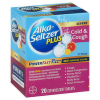 Alka-Seltzer Plus Cold & Cough, Severe, Citrus, Effervescent Tablets - 20 Each 