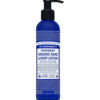 Dr. Bronner's Hand & Body Lotion, Organic, Peppermint - 8 Ounce 