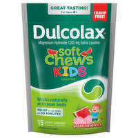 Dulcolax Saline Laxative, 1200 mg, Soft Chews, Watermelon, Kids - 15 Each 