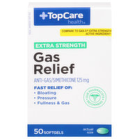 TopCare Gas Relief, Extra Strength, 125 mg, Softgels - 50 Each 