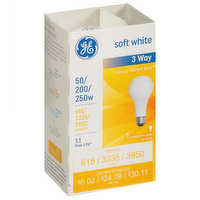 GE Light Bulb, 3 Way, Soft White, 50/200/250 Watts - 1 Each 