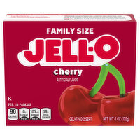 Jell-O Gelatin Dessert, Cherry, Family Size - 6 Ounce 