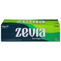 Zevia Soda, Zero Sugar, Ginger Ale - 12 Each 