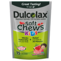 Dulcolax Saline Laxative, 1200 mg, Kids, Soft Chews, Watermelon - 15 Each