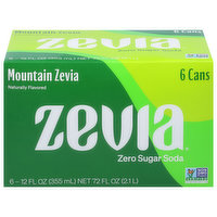 Zevia Soda, Zero Sugar, Mountain Zevia - 6 Each 