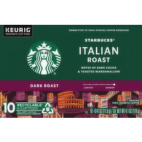 Starbucks Coffee, Ground, Dark Roast, Italian Roast, K-Cup Pods - 10 Each 