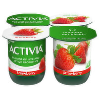 Activia Yogurt, Lowfat, Strawberry - 4 Each 