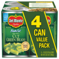 Del Monte Green Beans, Cut, Blue Lake, 4 Can Value Pack - 4 Each 