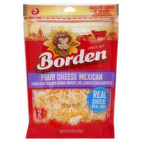 Borden Cheese, Four Cheese Mexican - 8 Ounce 